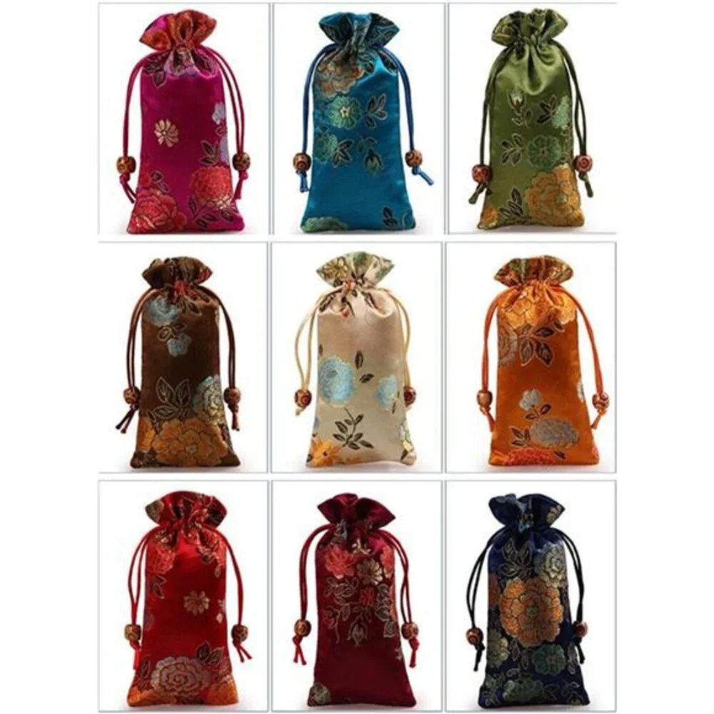 Silk brocade Double layer Drawstring Pouch Candy Sachet wallet Jewelry